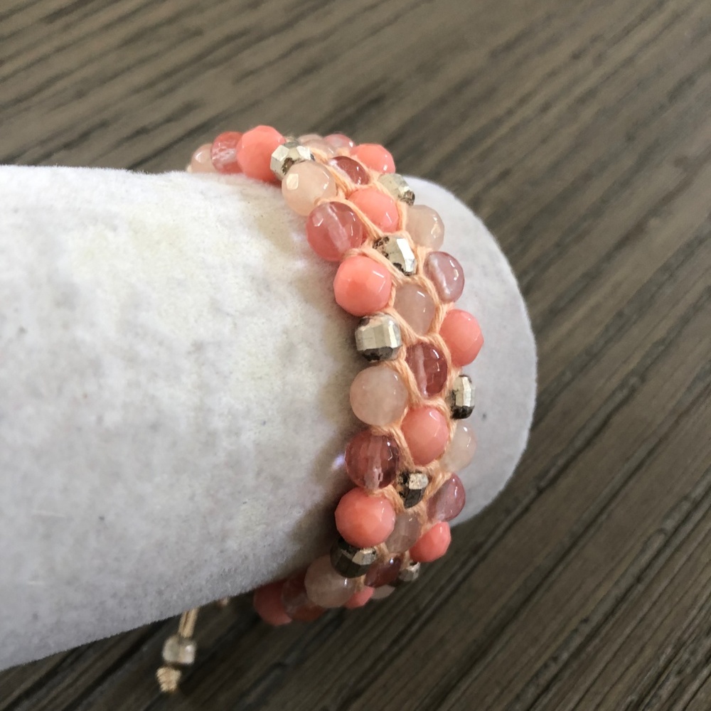 New Auth Chan Luu Salmon Coral Mix Pull Tie Bracel